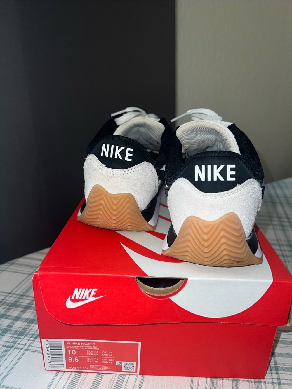 Nike White Sneakers with Black Swoosh and Gum Outsole - Picture 3 of 4